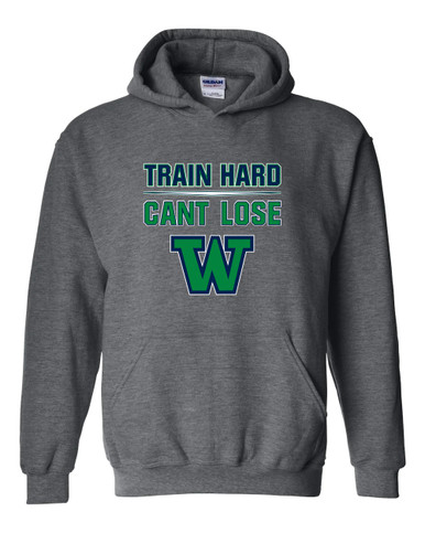 Woodinville Falcons W Script Train Hard, Can't Lose Men's Hoodie