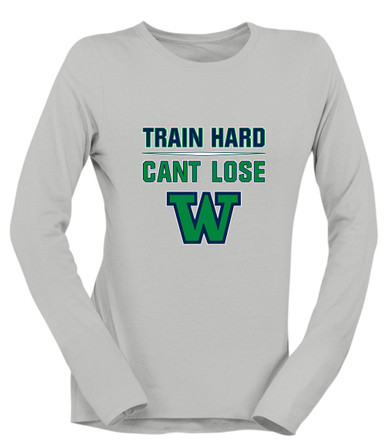 Woodinville Falcons W Script Train Hard, Can't Lose Women's Premium LS T-Shirt