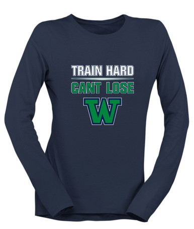 Woodinville Falcons W Script Train Hard, Can't Lose Women's LS T-Shirt