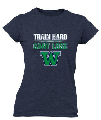 Woodinville Falcons W Script Train Hard, Can't Lose Women's Premium SS T-Shirt
