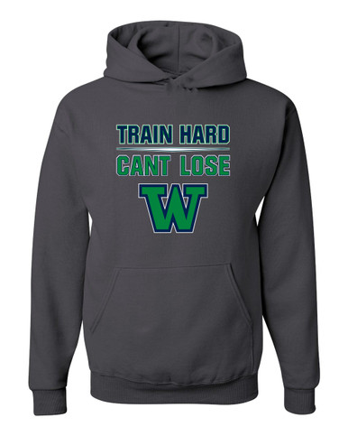 Woodinville Falcons W Script Train Hard, Can't Lose Men's Premium Hoodie