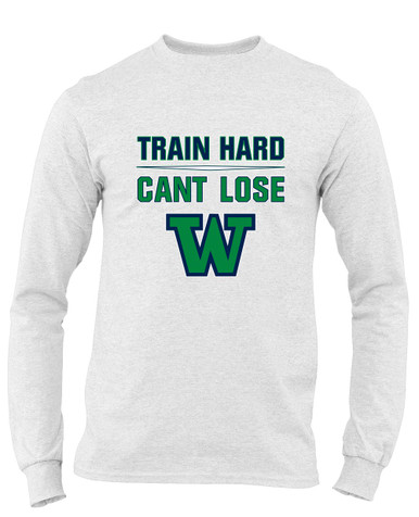 Woodinville Falcons W Script Train Hard, Can't Lose Men's Premium LS T-Shirt