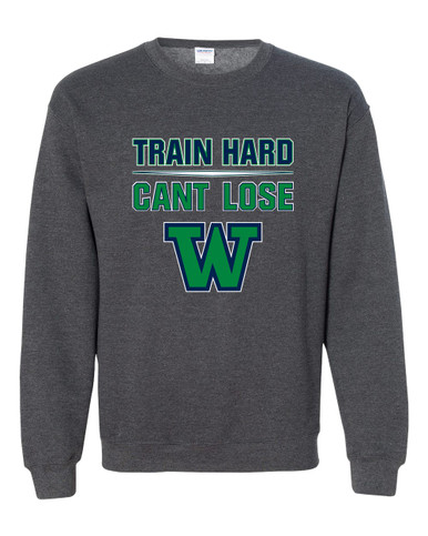 Woodinville Falcons W Script Train Hard, Can't Lose Men's Sweatshirt