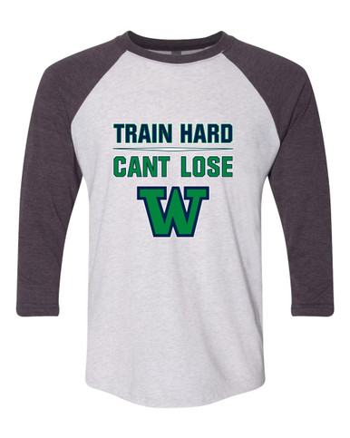 Woodinville Falcons W Script Train Hard, Can't Lose Men's Baseball T-Shirt