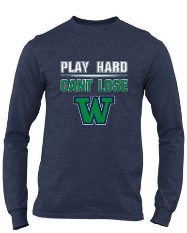 Woodinville Falcons W Script Play Hard, Can't Lose Men's Premium LS T-Shirt