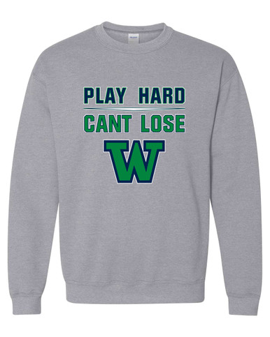 Woodinville Falcons W Script Play Hard, Can't Lose Men's Sweatshirt
