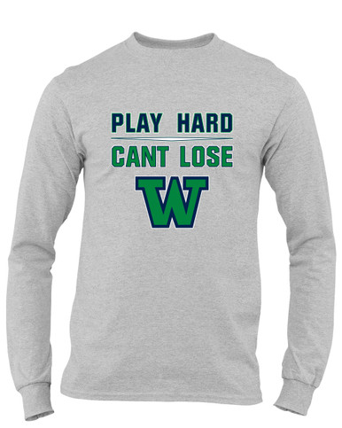 Woodinville Falcons W Script Play Hard, Can't Lose Men's LS T-Shirt