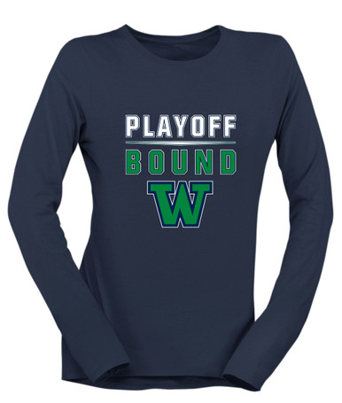 Woodinville Falcons W Script Playoff Bound Women's Premium LS T-Shirt