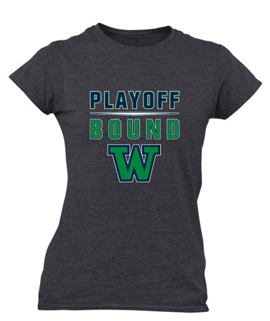 Woodinville Falcons W Script Playoff Bound Women's SS T-Shirt