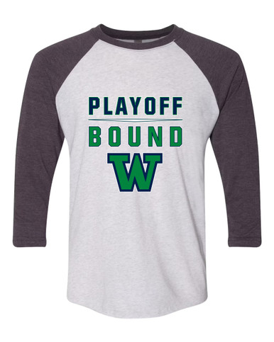 Woodinville Falcons W Script Playoff Bound Women's Baseball T-Shirt