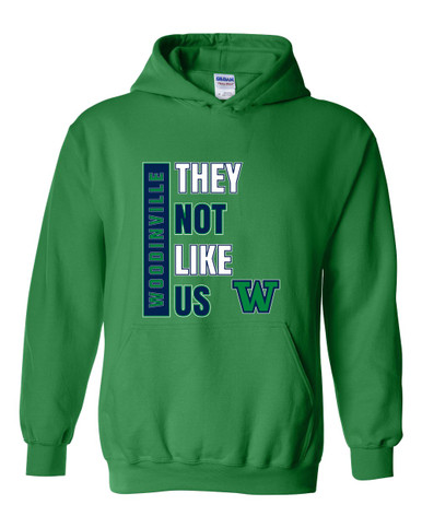 Woodinville Falcons W Script They Not Like Us #1 Men's Hoodie