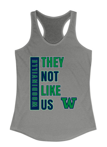 Woodinville Falcons W Script They Not Like Us #1 Women's Tank Top