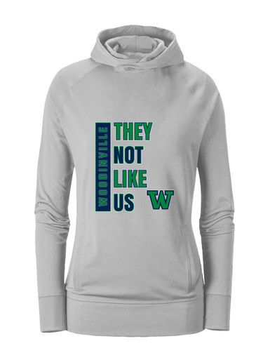 Woodinville Falcons W Script They Not Like Us #1 Women's Hoodie