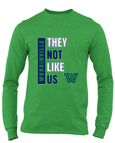 Woodinville Falcons W Script They Not Like Us #1 Men's LS T-Shirt