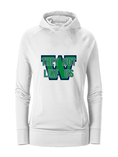 Woodinville Falcons W Script They Not Like Us #2 Women's Hoodie