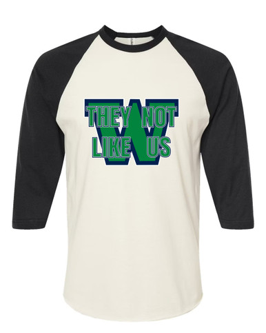 Woodinville Falcons W Script They Not Like Us #2 Women's Baseball T-Shirt
