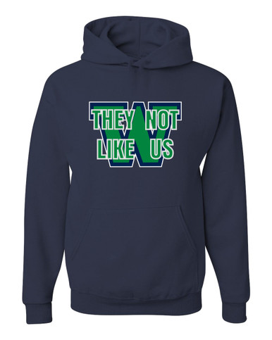 Woodinville Falcons W Script They Not Like Us #2 Men's Premium Hoodie