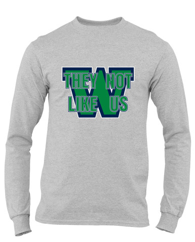 Woodinville Falcons W Script They Not Like Us #2 Men's Premium LS T-Shirt