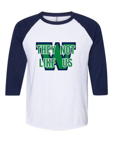 Woodinville Falcons W Script They Not Like Us #2 Men's Baseball T-Shirt