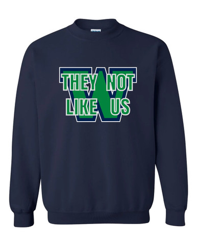 Woodinville Falcons W Script They Not Like Us #2 Men's Sweatshirt