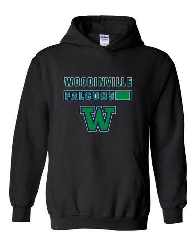 Woodinville Falcons W Script Mascot #7 Men's Hoodie
