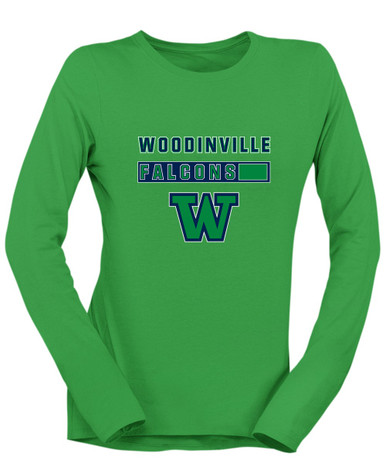 Woodinville Falcons W Script Mascot #7 Women's LS T-Shirt