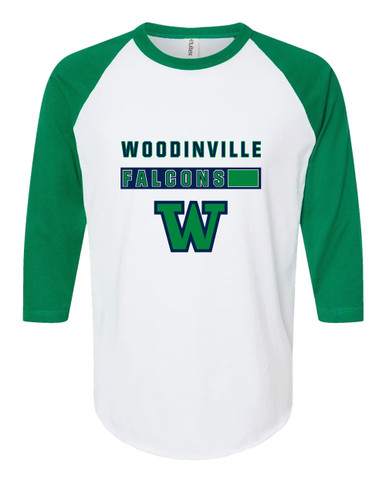 Woodinville Falcons W Script Mascot #7 Women's Baseball T-Shirt