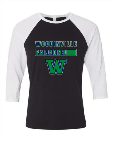 Woodinville Falcons W Script Mascot #7 Men's Baseball T-Shirt