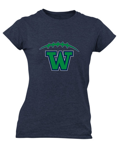 Woodinville Falcons W Script Football #2 Women's Premium SS T-Shirt