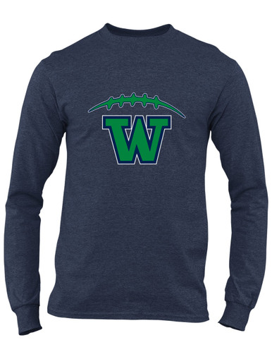 Woodinville Falcons W Script Football #2 Men's Premium LS T-Shirt