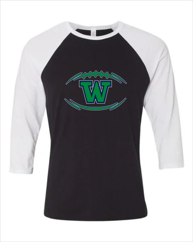 Woodinville Falcons W Script Football #3 Women's Baseball T-Shirt