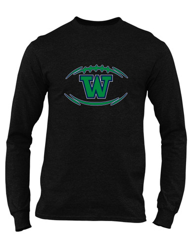Woodinville Falcons W Script Football #3 Men's Premium LS T-Shirt