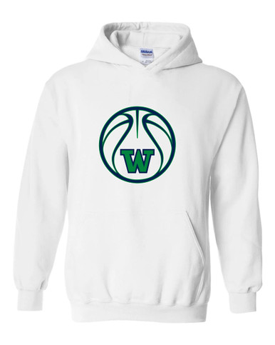 Woodinville Falcons W Script Basketball #2 Men's Hoodie
