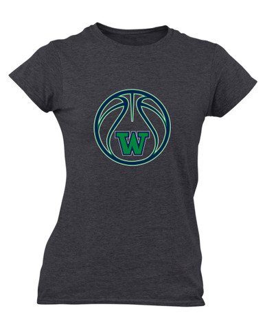 Woodinville Falcons W Script Basketball #2 Women's SS T-Shirt