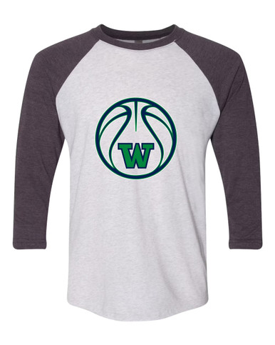 Woodinville Falcons W Script Basketball #2 Women's Baseball T-Shirt