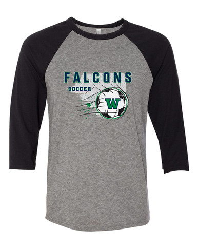 Woodinville Falcons W Script Soccer #2 Women's Baseball T-Shirt