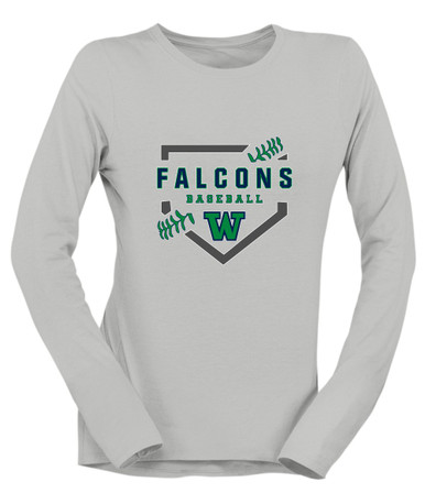 Woodinville Falcons W Script Baseball #2 Women's Premium LS T-Shirt