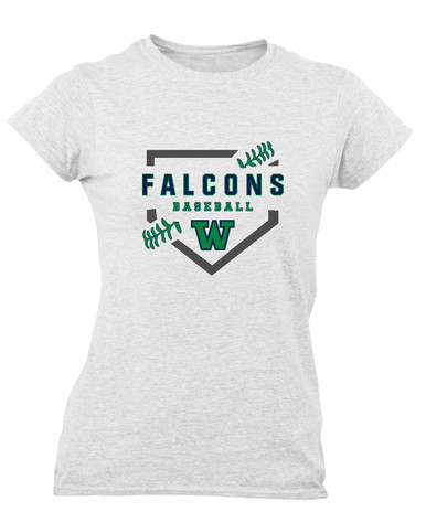Woodinville Falcons W Script Baseball #2 Women's SS T-Shirt