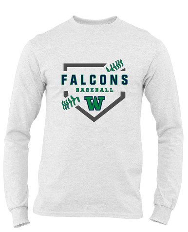 Woodinville Falcons W Script Baseball #2 Men's Premium LS T-Shirt