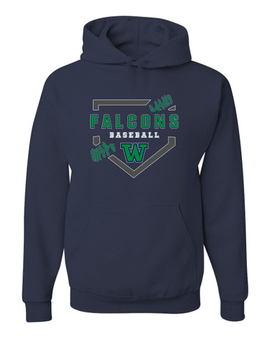 Woodinville Falcons W Script Baseball #2 Men's Premium Hoodie