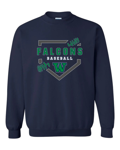 Woodinville Falcons W Script Baseball #2 Men's Sweatshirt