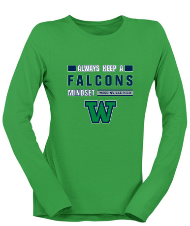 Woodinville Falcons W Script Mindset Women's LS T-Shirt
