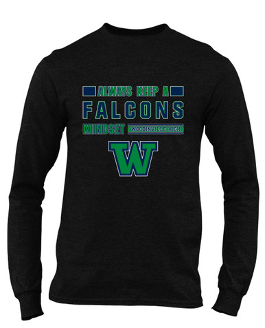 Woodinville Falcons W Script Mindset Men's LS T-Shirt