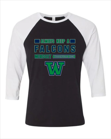 Woodinville Falcons W Script Mindset Men's Baseball T-Shirt