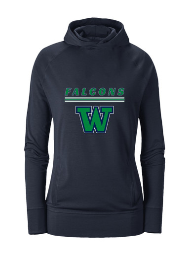 Woodinville Falcons W Script Mascot #8 Women's Hoodie