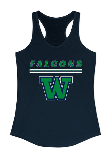 Woodinville Falcons W Script Mascot #8 Women's Tank Top