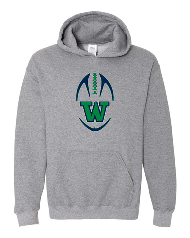 Woodinville Falcons W Script Football #4 Men's Hoodie
