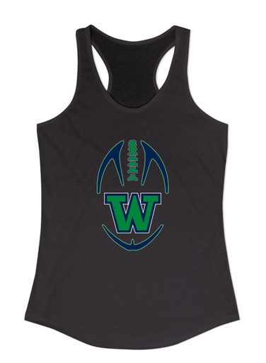 Woodinville Falcons W Script Football #4 Women's Tank Top