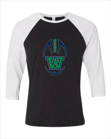 Woodinville Falcons W Script Football #4 Women's Baseball T-Shirt