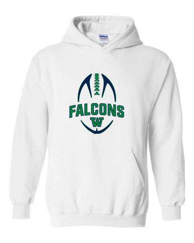 Woodinville Falcons W Script Football #5 Men's Hoodie